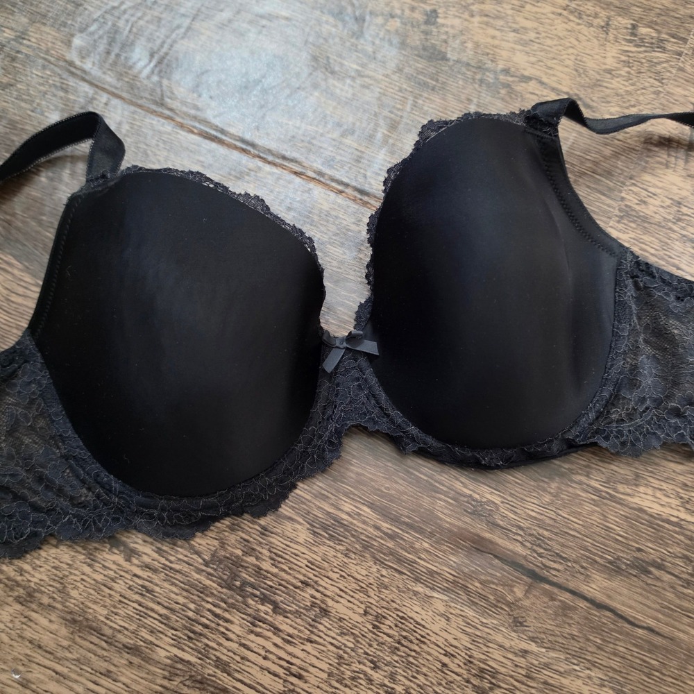VICTORIA'S SECRET Demi Bra Womens 34DDD Black Lace Trim Underwire Lined